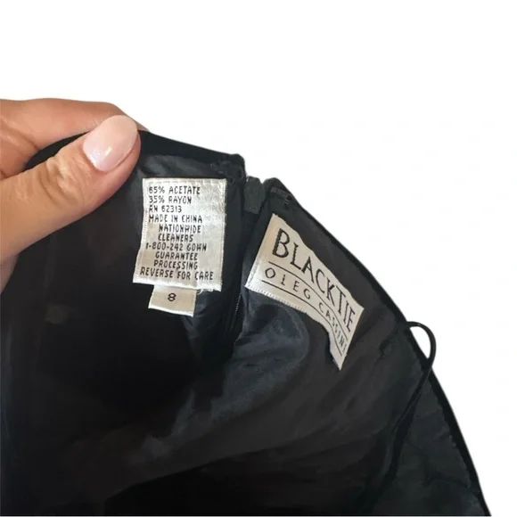 Black Tie Oleg Cassini Black Velvet Strapless Beaded Gown - Picture 7 of 7